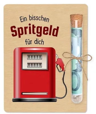 Führerschein-Geschenk aus Holz, 10x13 cm, mit Reagenzglas