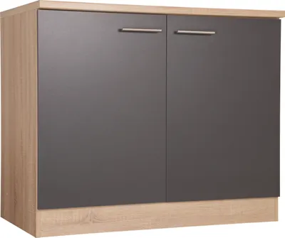 Produktbild von Spülenunterschrank Küchenschrank 100 cm Eiche Sägerau Grau Merle Respekta