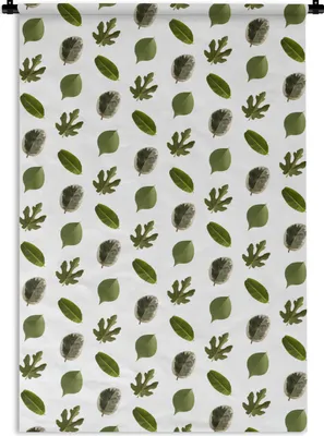 Produktbild von MuchoWow® Wandteppich Wandbehang Blätter - Grün - Muster 90x135 cm Tapisserie Dekoration Wandtuch - Baumwolle - Wandskulptur