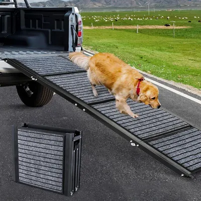 Produktbild von Hunderampe faltbar 180x50cm Aluminium rutschfest bis 129kg für SUV LKW