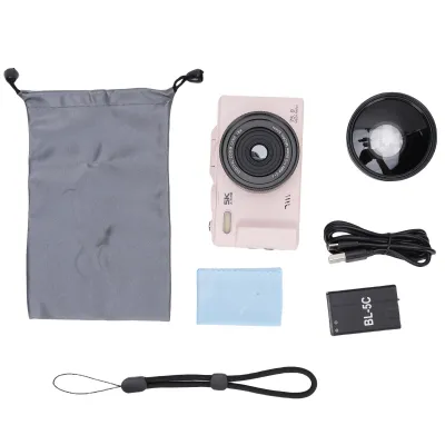 Obrázok produktu pre 5K digitálna vlog kamera 75 MP - 18x digitálny zoom, 180° výklopný displej, širokouhlý záber a makro, LED svetlo, 32 GB pamäťová karta