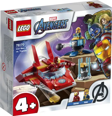 Image de LEGO 76170 Marvel Avengers Iron Man vs. Thanos avec jet et 2 figurines de super-héros, jouet à partir de 4 ans