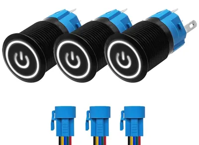 Produktbild von ProRide Drucktaster ON/OFF 16 mm - Wasserdicht - Weiße LED - 3 Stück