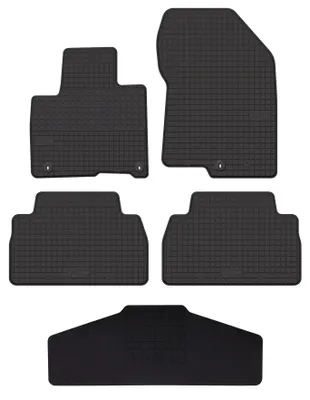 Productafbeelding van Rubberen automatten + tunnelmat voor Hyundai SantaFe IV 2018-2024 (SUV) – 5-delig, zwart, op maat – Wielganizator SolidTread