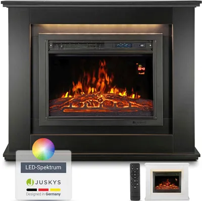 Produktbild von Juskys Elektrokamin 1000 / 2000 W - Standkamin mit Heizung, LED & Timer - Schwarz