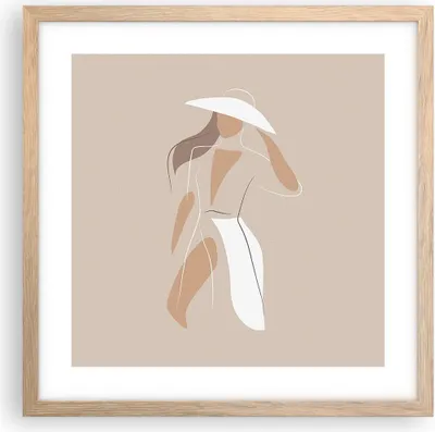 Produktbild von Gerahmtes Poster - Rahmen in heller Eiche - Minimalismus Frau Buntstift - 40x40 cm - Wand Bild - Wanddeko - Wandbilder - Kunstposter - Wandposter - Bilderrahmen - Bilder - Kunstdruck - P2NAC40x40-4603
