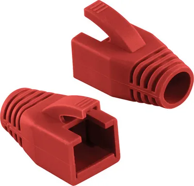 Imagen del producto de Conector RJ45 LogiLink, protección contra dobleces, color rojo, 8,0 mm (paquete de 50 unidades)