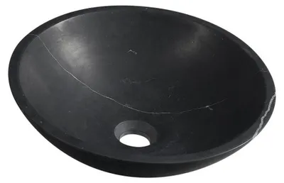 Produktbild von Sapho BLOK Stein-Waschbecken zum Aufsetzen Durch. 40cm, schwarz Marquin matt