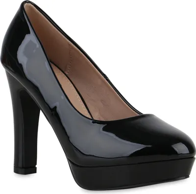 Produktbild von VAN HILL Damen Klassische Pumps Stiletto Plateau Vorne Schuhe 840023, Farbe: Schwarz, Größe: 38