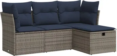 Obrázek produktu pro vidaXL 4dílná zahradní sedací souprava s polštáři Grey Poly Rattan