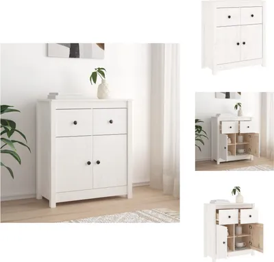 Produktbild von vidaXL Sideboard Weiß 70x35x80 cm Massivholz Kiefer - Sideboards