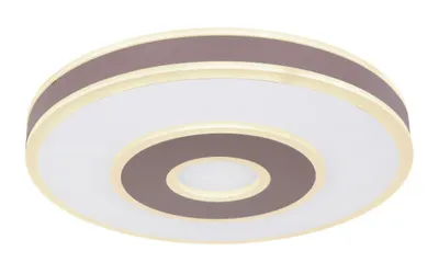 Produktbild von Globo Lighting Deckenleuchte Metall weiß, Acryl weiß, braun, dimmbar, Farben fixierbar, Memoryfunktion, Nachtlicht, Fernbedienung, ø: 440mm, H: 90mm, inkl. LED 55W 230V, 5500lm Source, 1900lm Output, CCT 3000-6000K