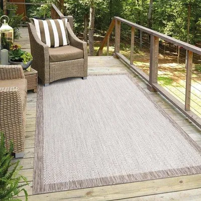 Produktbild von Famanu Teppich wetterbeständig beige - 150 x 150 cm, quadratisch, für Innen und Außen