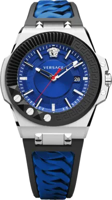 Produktbild von Versace VEDY00819 Chain Reaction Diamond blau silber schwarz Silikon Herren Uhr