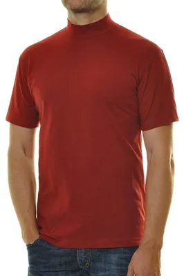 Ragman T-Shirt kurzarm mit Stehkragen in rot