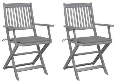 Image de Ensemble de 2 chaises de jardin pliantes en bois d'acacia