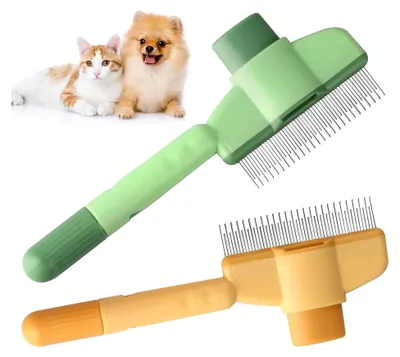 Produktbild von 2 Stück Selbstreinigende Katzenbürste für Haustiere, Unterfellbürste und Katzenkamm für Langhaar und Kurzhaar
