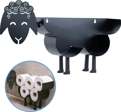Produktbild von Sanics Reservepapierhalter Freistehend - Toilettenpapierhalter Hängend - Wandhalter - Ersatzrollenhalter Schaf - Rollenhalter Schwarz