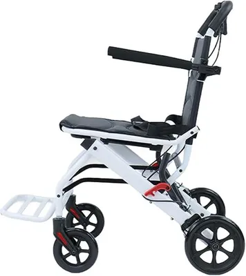 Produktbild von Ultraleichter zusammenklappbarer Rollstuhl, Rollstuhl aus Kohlenstoffstahl-Legierung mit 360° drehbaren Lenkergriffen, PolyurethanReifen, 8,2 kg, kompakt für Reisen, ideal für ältere und behinderte Menschen