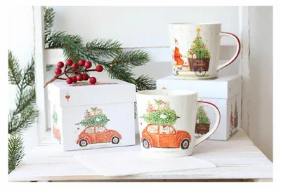 Productafbeelding van PPD Kerstmok voor het bezorgen van cadeaus, in cadeauverpakking, mok, beker, nieuw botchinees, 400 ml, 360302370