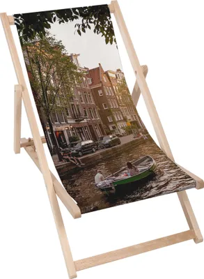 Immagine prodotto di Sdraio Dreamroots pieghevole in legno fino a 130 kg, sdraio pieghevole con regolazione dell'inclinazione dello schienale in 3 fasi, Crociera in barca sul canale