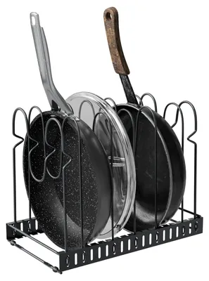 Imagen del producto de Amig - Organizador de sartenes - Extraíble, con de 6 a 10 compartimentos - Acero - Almacenamiento para utensilios de cocina, ideal para tapas y sartenes - Dimensiones: 20 x 24 x 30-57 cm