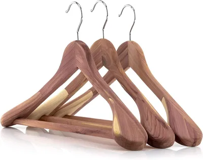 Kleiderbügel aus Zedernholz, 3 Stück, 45 cm, Antirutsch-Bügelstange
