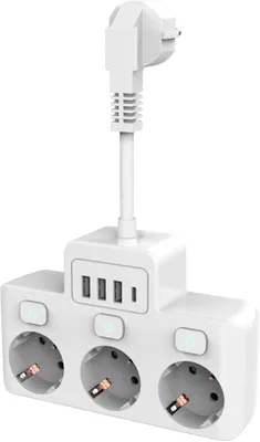 Produktbild von Journeyside Mehrfachsteckdose – USB-C – Wandsteckdose – 3 Steckdosen – Schnellladefunktion – PD20W und QC18W – Weiß