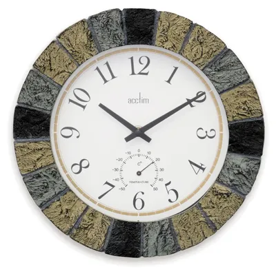 Analoge Wanduhr mit Temperaturanzeige, rund, 26,1 cm
