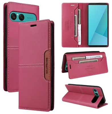 Produktbild von Handyhülle für Sony Xperia 10 VII Hülle, Leder Flip Wallet Kartenfach Stand Schutzhülle Rot