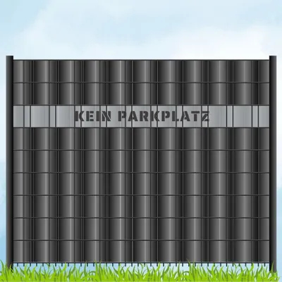Produktbild von zaun|zu Sichtschutzstreifen mit Laser Beschriftung "KEIN PARKPLATZ" Doppelstabzaun Fenstergrau 2,55m