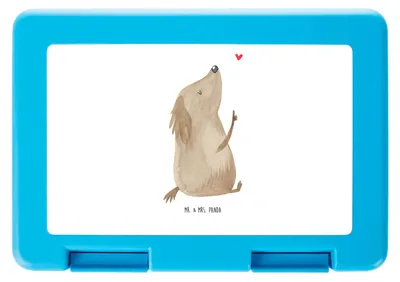 Produktbild von Mr. & Mrs. Panda Bentobox Hund Liebe - Weiß - Geschenk, Vorratsbehälter, Bento Box, Lunchbox, Herz, Hunde, Snackbox, Sprüche, Picknickbox