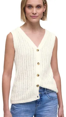 Produktbild von Street One Weste mit V-Neck und Knopfleiste off white 34