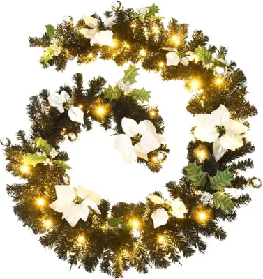 Produktbild von vidaXL Weihnachtsgirlande mit LED-Lichtern Schwarz 2,7 m PVC