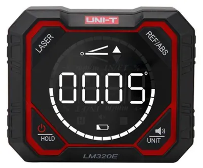 Produktbild von UNI-T LM320E Digitaler Winkelmesser, zweiseitiger Laser, 4x90°, 0,2° Genauigkeit, Magnetfuß, USB C