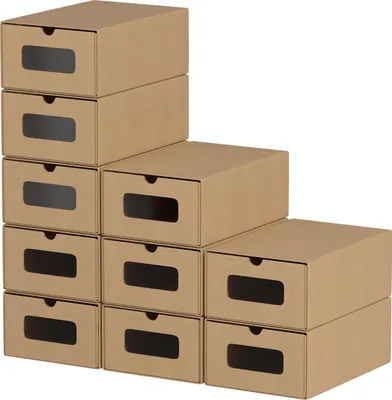 Produktbild von Hebitod 20x Schuhboxen mit Sichtfenster Schuhaufbewahrung Aufbewahrungsbox Stapelbar Storage Box Schuhbox Schuhkarton Schuhschachtel Allzweckbox Braun