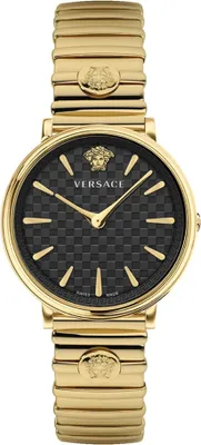 Zdjęcie produktu dla Versace VE8104722 V-Circle Lady schwarz gold Edelstahl Armband Uhr Damen NEU
