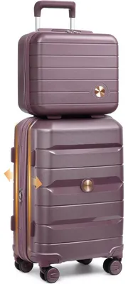 Productafbeelding van Koffer trolley met harde schaal, uitbreidbaar, geschikt als handbagage, 55 cm, paars, 100% polypropyleen, met TSA-slot