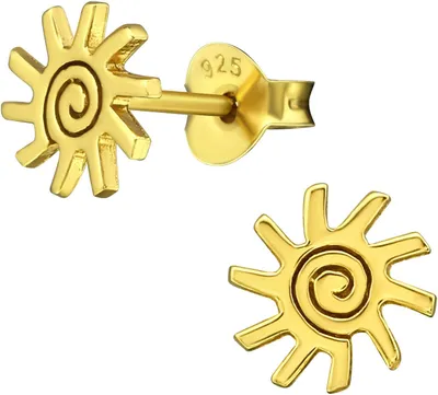 Produktbild von Ohrstecker Ohrringe 925 Sterling Silber vergoldet mit Sonne Material - Silber vergoldet