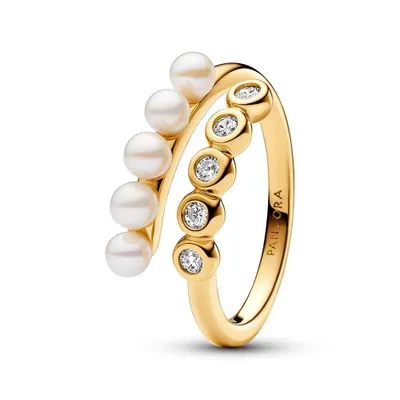 Produktbild von PANDORA Timeless Damenring mit Perlen, Kristallen, IP Gold