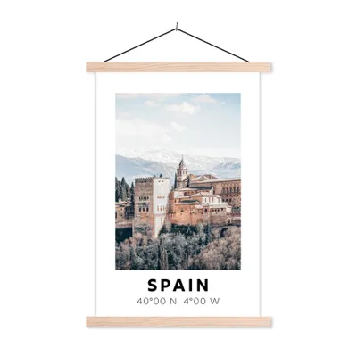 Produktbild von MuchoWow® Textilposter Spanien - Schloss - Sommer - Berge 40x60 cm mit holzfarbenen Rahmen - Poster
