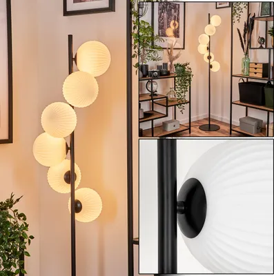 Produktbild von Garaguso Stehlampe aus Metall/Riffelglas in Schwarz/Weiß