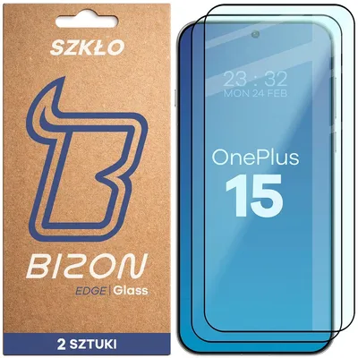 Produktbild von Gehärtetes Glas für OnePlus 15, Bizon Glass Edge Duo, Schwarzer Rahmen, 2 Stück
