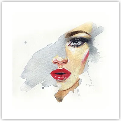 Produktbild von Poster - Poster ohne Rahmen - Aquarell Frau Mund - 40x40 cm - Wand Bild - Wanddeko - Wandbilder - Kunstposter - Wandposter - Bilder - Kunstdruck - Wanddekoration - Wandbild - P2XAC40x40-4891