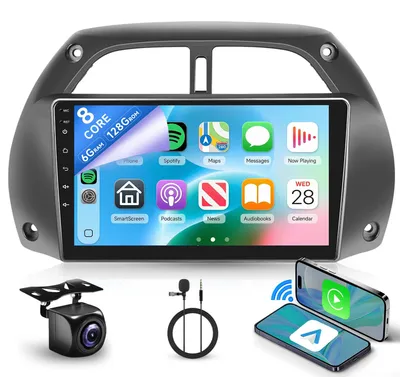 Image de Système multimédia Android 15 8 cœurs, 6 Go de RAM + 128 Go de stockage, écran tactile de 9 pouces, GPS, compatible avec les Toyota RAV4 de 2001 à 2006