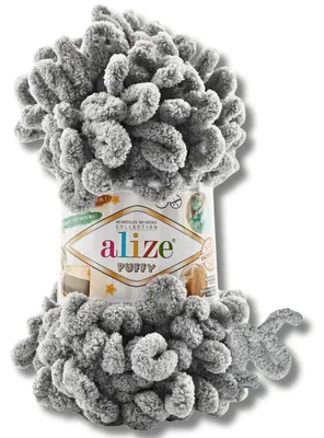 Produktbild von Alize 1x 100g Puffy Wolle, Uni, Häkeln, Stricken (Marble Grey - 302)