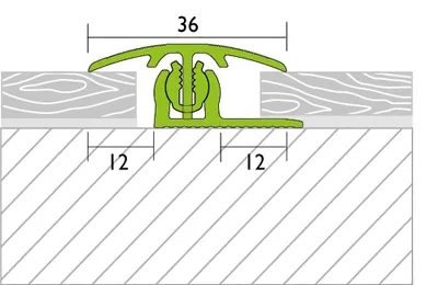 Produktbild von PROLINE Edelstahl 1000mm Übergangsprofil, PROVARIO Universal Aluminium Profil eloxiert, schraubbares Bodenprofilsystem mit Drehgelenktechnik, für Bewegungsfugen, einfache Verlegung