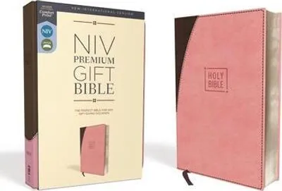 Zdjęcie produktu dla Niv, Premium Gift Bible, Leathersoft, Pink/Brown, Red Letter Edition, Comfort Print