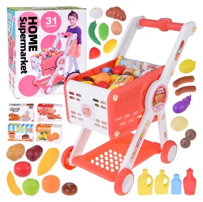 Obrázok produktu pre Nákupný vozík + potraviny, ružový Jokomisiada