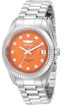 Productafbeelding van Invicta Specialty 51038 - Dameshorloge - Quartz uurwerk - Roestvrij staal met een oranje wijzerplaat - 36 mm